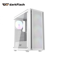 darkFlash DK353 白 玻璃透側機殼 (ATX/內建風扇前3後1/可調整固定光風扇/網孔面板/顯卡340mm/塔散165mm)
