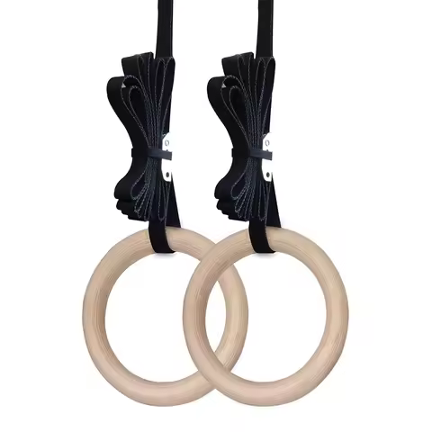 28/32MM Fitness Wooden Gymnastics Rings Fitness Home Gym Equipment Strength Training Gymnastics Equi