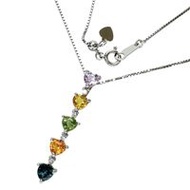 สร้อยคอผู้หญิงมือสองประดับไพลินหลากสี 1.62 กะรัตและเพชร 0.06 กะรัตในทองคำขาว 18K น้ำหนัก 4.3 กรัม ยา