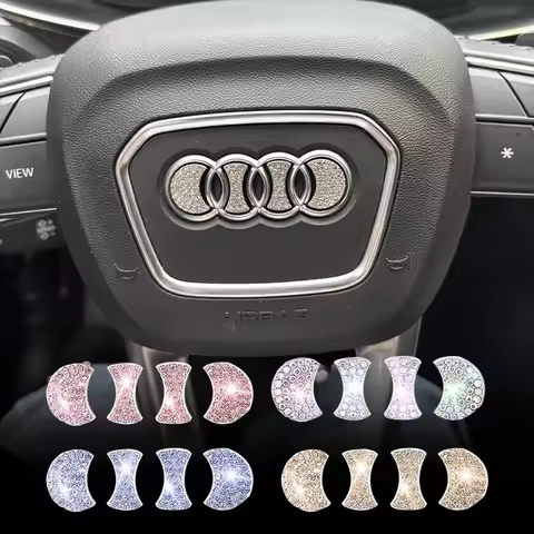 Diamond Car Steering Wheel Emblem Interior Sticker For Audi A3 A4 B7 B8 B6 A6 C6 C5 Q5 B7 B9 A1 8I 8