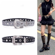Super beautiful YK2 style belt with sparkling stones, hottrend Korean style dress belt for women