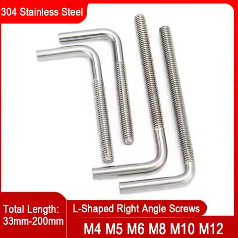 1/2/5pcs M4 M5 M6 M8 M10 M12 7-Shaped L-Shaped Right Angle Anchor Bolt Screw 304 A2 Stainless Steel 