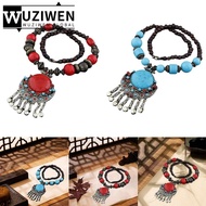WUZIWEN Bohemian Necklace, Alloy Jewellery Bohemian Pendant Necklace,  Gifts Vintage Turquoise Long 
