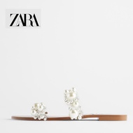 Zara Women's Shoes White Pearl Flat Fashion Beach Outer Wear Little Fairy Slippers
