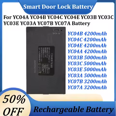 New 7.4V 4200mAh/5000mAh Lithium Smart Door Lock Battery for YC04A YC04B YC04C YC04E YC03B YC03C YC0