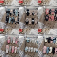 Handmade Y2K Grunge Press On Nails Punk Polka Dot Cyber Music Note Reusable Sized Fake Nails H5KL
