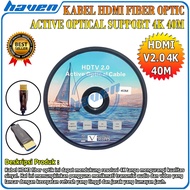 Active Fiber Optic HDMI Cable 40M V2.0 Support 4K UHD HDR 4K Optical Fiber HDMI Cable 40M FO HDMI Ca