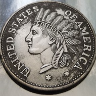 American 1851 Indian Avatar 1 Dollar Silver Dollar Copper Silver Plated Old Silver Dollar Antique Ol