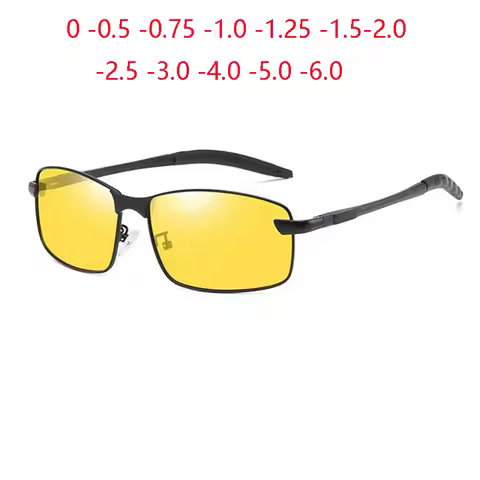 Aluminum Magnesium Night Vision Myopia Sunglasses Men Polarized Square Driving Prescription Spectacl