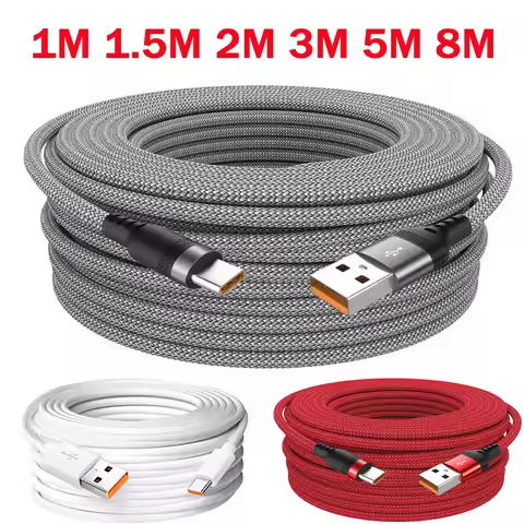 USB Type C Cable 5A Super Fast Charge Cable 1m/2m/3m/5m/8m USB C Extension Charging Cable For Samsun