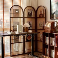 Chinese-style living room folding rattan screen, entryway solid wood shelf, vintage partition, bedro