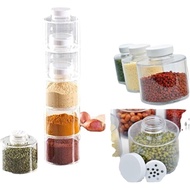 Spice Rack Organizer, 6 Bottle Stackable Plastic Refillable Sugar Salt Spice Storage Spice Organizer