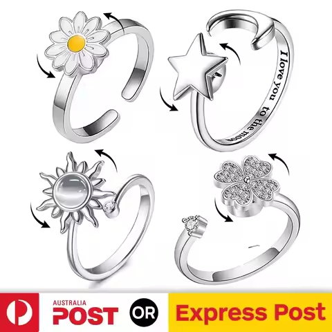 Anxiety Worry Fidget Ring Meditation Ring Adjustable Opening AU