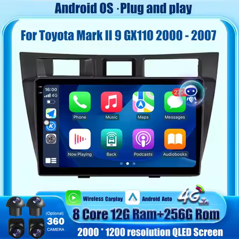 360 Camera Car Radio Multimedia Video Player GPS Navigation For Toyota Mark II 9 GX110 2000 - 2007 A