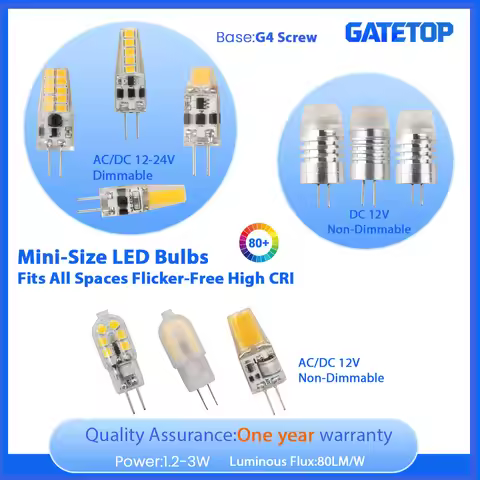 1/5/10/15/20PCS LED Mini In-Line G4 AC/DC 12V Low Power 1.2W 1.4W 2W 3W High Luminous Efficiency Can