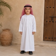 Kids Costume Thobe and Ghutra Set White Middle Eastern Boys Outfit R12
