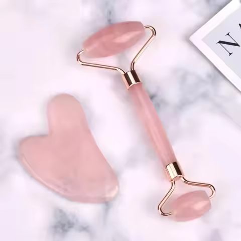 Gua Sha & Facial Roller Set, Anti Puffiness Face Eye Neck Double Head Massager Anti Aging Skin Care 