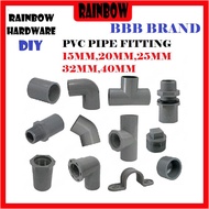 PVC PIPE FITTING ELBOW,SOCKET,TEE,END CAP,PLUG,TANK CONNECTOR,U-CLIP 15,20MM