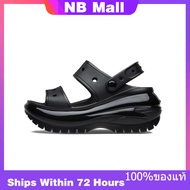 ของแท้พิเศษ Crocs Classic Mega Crush Clog Black Shoes Non-Slip Thick Sole Beach Sandals 207989-001 ร