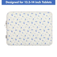 MoKo Blue Floral Printed 13.3-14 inch Laptop Handle Sleeve Bag Protective Carrying Case for 13-inch 