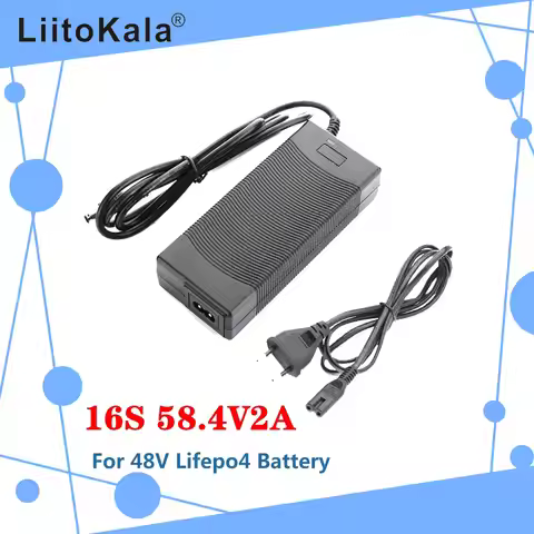 LiitoKala 48V 2A LiFePO4 Battery Charger 58.4V 2A 100-240VAC DC LiFePO4 Battery Charger For 16S 24V
