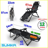Ghế gấp xếp thư giãn cao cấp Sumika 168 (bảo hành 1 năm) tải trọng 300kg tặng khay để ly vừa làm ghế