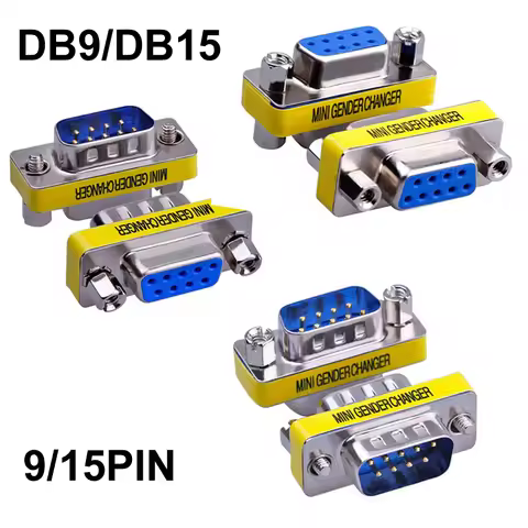 MINI DB9/DB15 9/15Pin Female/Female/Male Gender Changer VGA Plug Connector Adapter D-Sub RS232 Seria