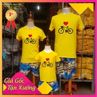 Family Shirt [Real Photo] Lovely Family Bicycle Shirt - Soft, non-ruffled cotton, high-tech printing