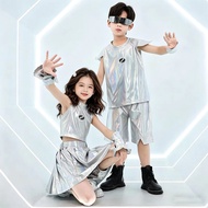Children's Robot AI Sense Costume Silver Shiny Dance Costume Jazz Dance Costume Children's Robot AI 