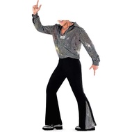 60s 70s Hippie Halloween Costume Sequins Pants Shirt  Adult Disco Singer Dance Shiny Outfit