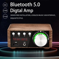 【Hot demand】 Mini Digital Hifi Bluetooth 5.0 Power Class D Amplifier Audio Amp 50w*2 Home Theater Car Marine Usb Tf- Aux In