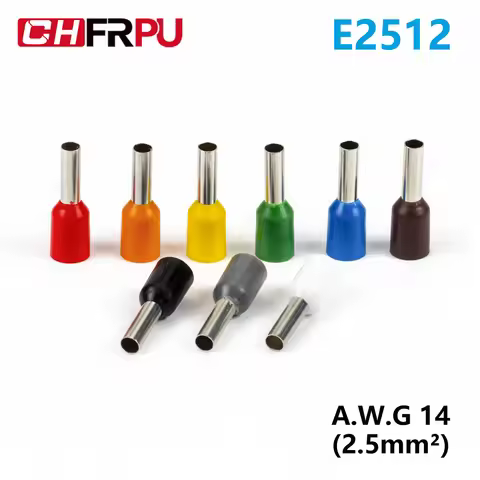 100pcs E2512 Insulated Ferrule connectors Terminal Block Cord End Wire Connector Electrical Crimp Te