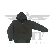 Jaket Hoodie Anak Hijau Army Polos Bahan Ripstop
