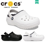 รองเท้า crocs แท้ Crocs Classic Lined Clog รองเท้าแตะลําลอง ผ้าฝ้าย ผ้าวูล กันลื่น สไตล์คลาสสิก สําหรับใส่ในบ้าน สีขาว 39 M7/W9