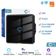 SMATRUL Black 1 Gang Tuya Wifi RF433 Smart Wall Light Button Switch Type C Timing Voice App Google H