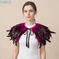 YARIS Feather Shawl, Adjustable Luxury Feather Shrug Shawl, Fashion Punk Gothic Retro Shoulder Fake 