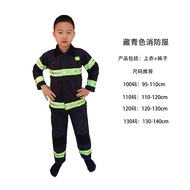 Childrens Red Navy Pure Cotton Firefighter Professional Role-playing Clothing Fire Drill Clothes Chi