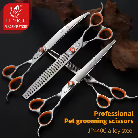 Fenice Professional 7.0/8.0 inch grooming scissors for dogs JP440C Pet Hairdressing kit set accesori