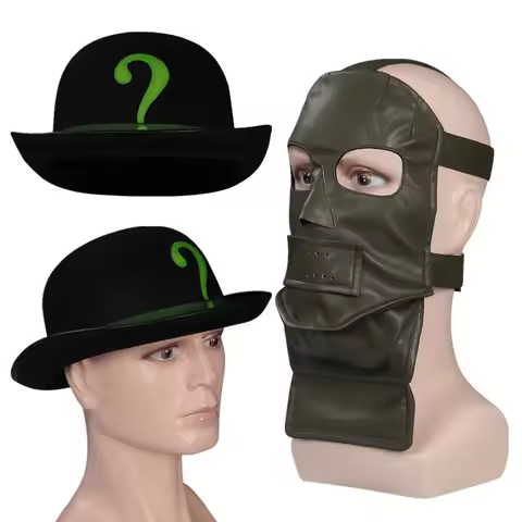 The Riddler Hat Mask Cosplay Full Face Masks Helmet Masquerade Adult Men Cap Halloween Party Edward 