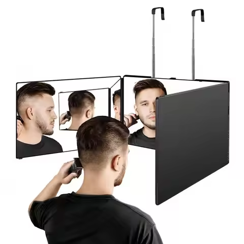 Three-sided mirror 360-degree three-fold hair styling mirror with lighting - a personal use beauty m