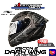 SPYDER Recon 2 Darkwing Dual Visor Helmet + Free Extra Clear Visor and Neo Series Sticker Pack