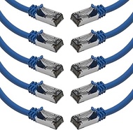 [50 Micron Gold Plated] 5Ft Cat.8 S/FTP Shielded Ethernet Network Cable Blue 26AWG- 10 Pack