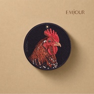 EMJOUR Double-Sided Embroidery Charm-Chicken | Animal Souvenir Gift Key Ring Bag Accessories Decorat