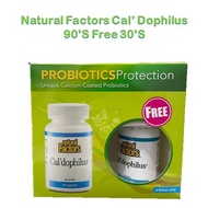 Natural Factors Cal Dophilus💢(6billions of calcium coated probiotics+FOS) 90'S Free 30'S [Exp :30/4/