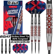 GOAT STEEL TIP DARTS - 21.5G/23.5G/25.5G STRIKES 90% Tungsten DART SET STEEL DART (ARROW DART KELULI