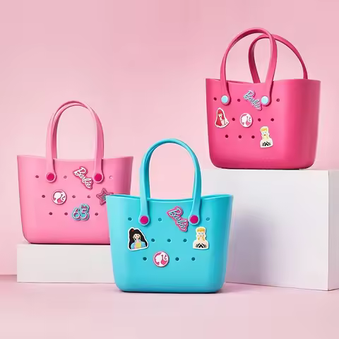MINISO Barbie Sunlight Shining Series Tote Bag Portable Lunch Bag Cute Hollow Design Handbag Women C