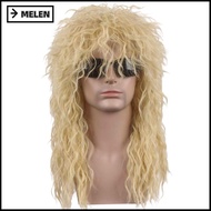MELEN 70s 80s Rockstar Wig, Punk Curvy Halloween Party Cosplay Wig, High Quality Long Fluffy Mullet 