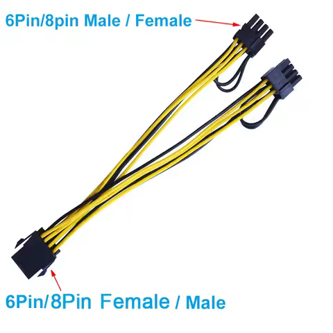 6 Pin 8Pin to Dual PCIe 8 Pin (6+2) 6Pin Graphics Card PCI Express Power Adapter GPU VGA Splitter Ex