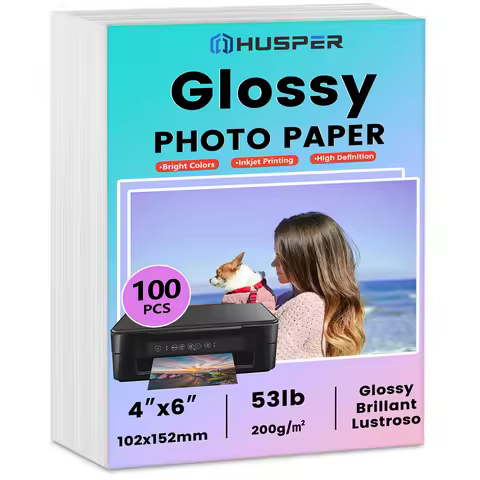 100 Sheets Waterproof 4R (200gsm/53lb) Glossy Photo Paper, 4in x 6in Inkjet Photo Printer Paper, Pic