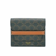 Celine Triomphe 帆布掀蓋式卡包(黃褐色)